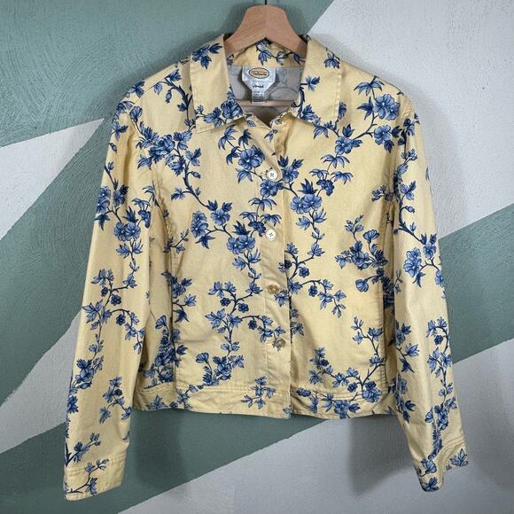 Talbots Jacket Women's Size Medium Floral Bomber Style Stretch Coat - Picture 9 of 10